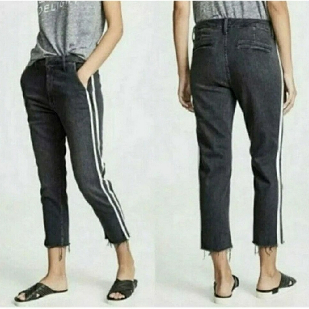 Mother Shaker Prep Fray Jeans Side Strip Size 27